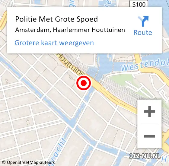 Locatie op kaart van de 112 melding: Politie Met Grote Spoed Naar Amsterdam, Haarlemmer Houttuinen op 4 april 2024 16:04