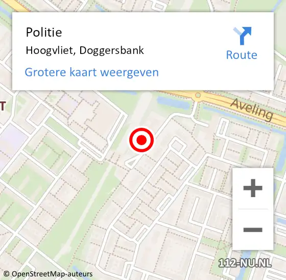 Locatie op kaart van de 112 melding: Politie Hoogvliet, Doggersbank op 4 april 2024 16:07