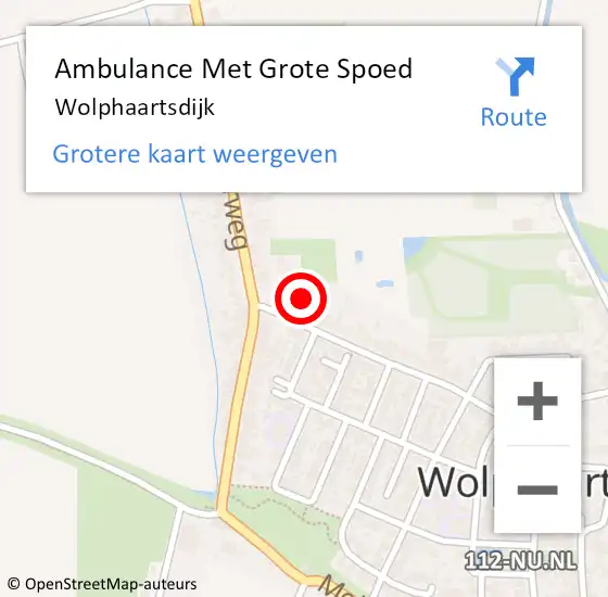 Locatie op kaart van de 112 melding: Ambulance Met Grote Spoed Naar Wolphaartsdijk op 4 april 2024 16:11