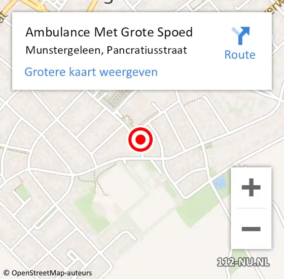 Locatie op kaart van de 112 melding: Ambulance Met Grote Spoed Naar Munstergeleen, Pancratiusstraat op 1 oktober 2014 11:47