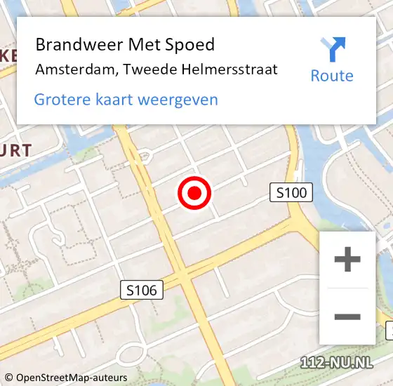 Locatie op kaart van de 112 melding: Brandweer Met Spoed Naar Amsterdam, Tweede Helmersstraat op 4 april 2024 16:19