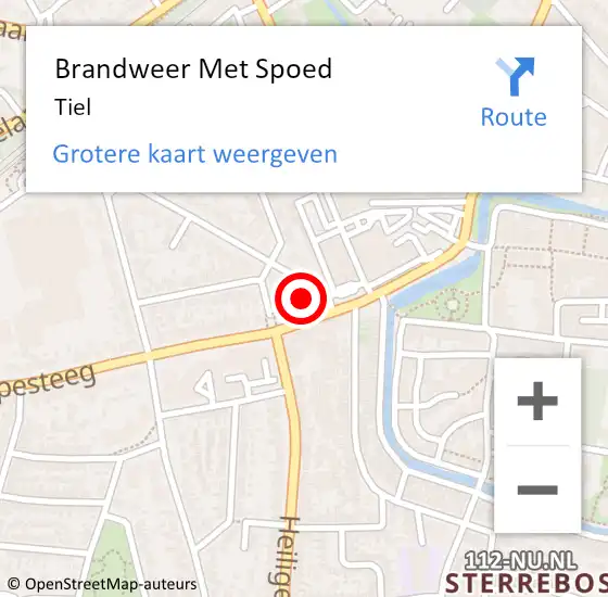 Locatie op kaart van de 112 melding: Brandweer Met Spoed Naar Tiel op 4 april 2024 16:28