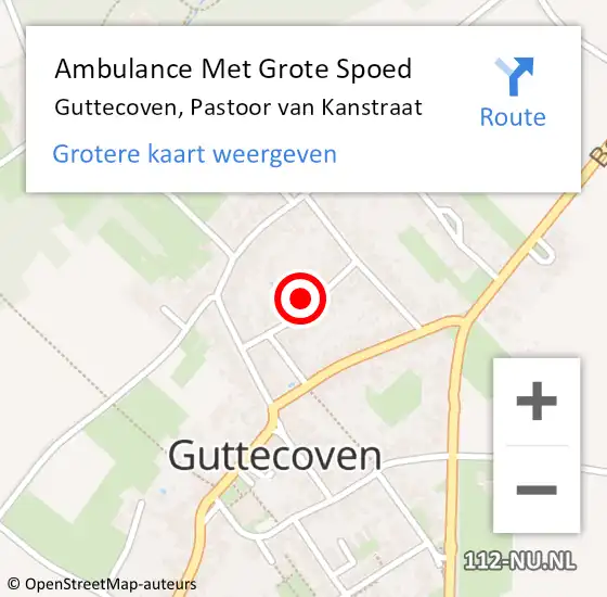 Locatie op kaart van de 112 melding: Ambulance Met Grote Spoed Naar Guttecoven, Pastoor van Kanstraat op 1 oktober 2014 11:48