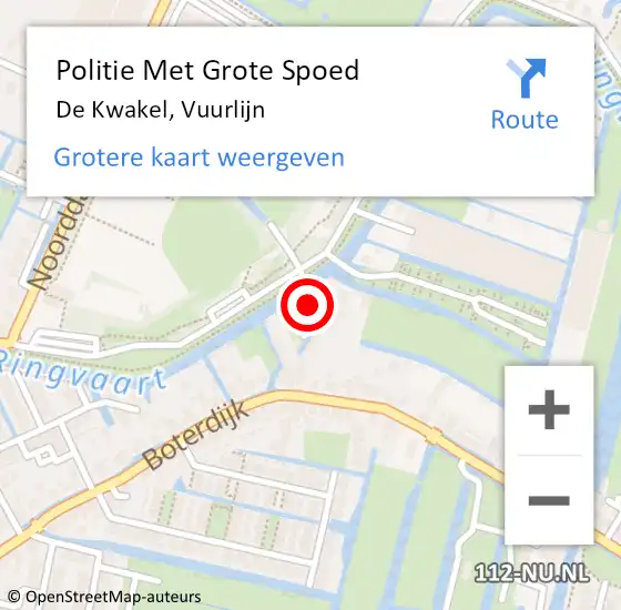 Locatie op kaart van de 112 melding: Politie Met Grote Spoed Naar De Kwakel, Vuurlijn op 4 april 2024 16:39