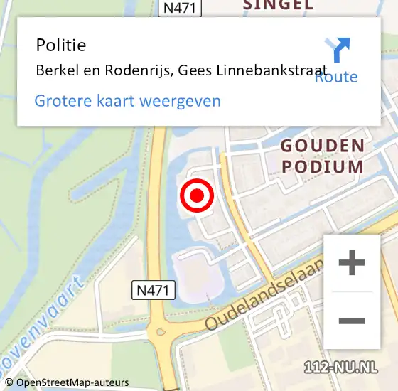 Locatie op kaart van de 112 melding: Politie Berkel en Rodenrijs, Gees Linnebankstraat op 4 april 2024 16:43