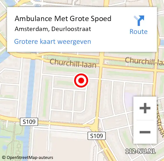 Locatie op kaart van de 112 melding: Ambulance Met Grote Spoed Naar Amsterdam, Deurloostraat op 4 april 2024 16:56