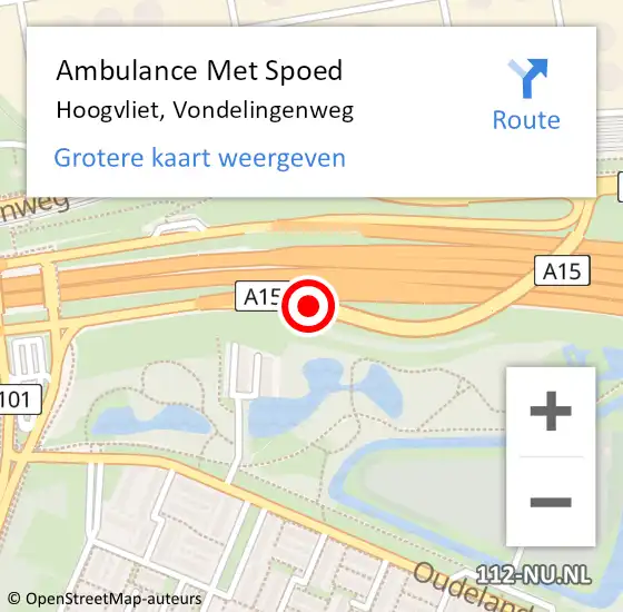 Locatie op kaart van de 112 melding: Ambulance Met Spoed Naar Hoogvliet, Vondelingenweg op 4 april 2024 17:23