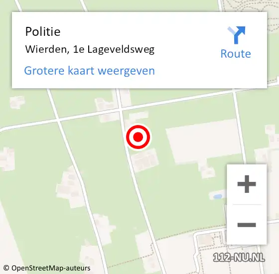 Locatie op kaart van de 112 melding: Politie Wierden, 1e Lageveldsweg op 4 april 2024 17:49