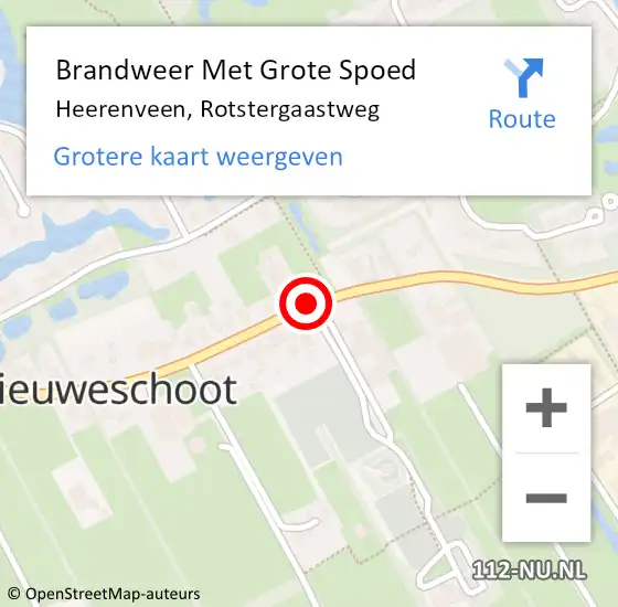 Locatie op kaart van de 112 melding: Brandweer Met Grote Spoed Naar Heerenveen, Rotstergaastweg op 16 oktober 2013 10:15