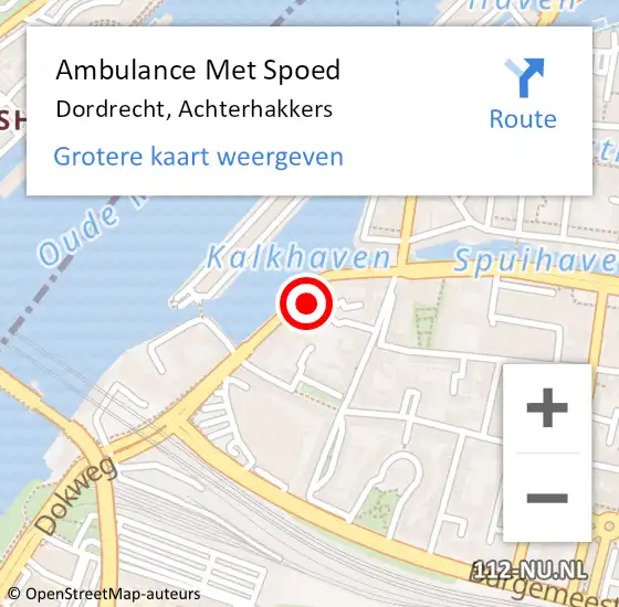 Locatie op kaart van de 112 melding: Ambulance Met Spoed Naar Dordrecht, Achterhakkers op 4 april 2024 18:10
