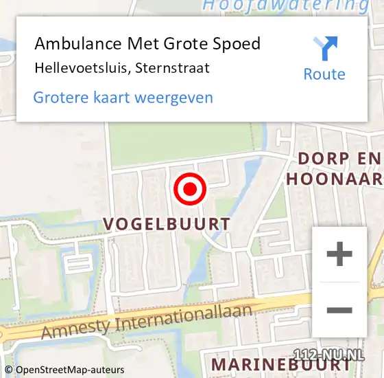 Locatie op kaart van de 112 melding: Ambulance Met Grote Spoed Naar Hellevoetsluis, Sternstraat op 4 april 2024 18:29