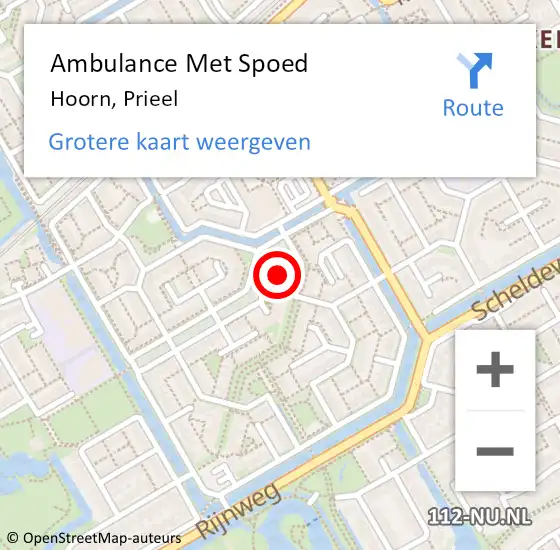 Locatie op kaart van de 112 melding: Ambulance Met Spoed Naar Hoorn, Prieel op 4 april 2024 18:39