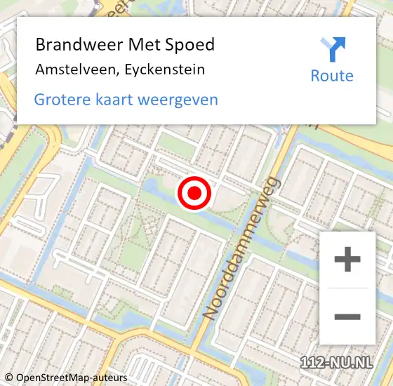 Locatie op kaart van de 112 melding: Brandweer Met Spoed Naar Amstelveen, Eyckenstein op 4 april 2024 18:49