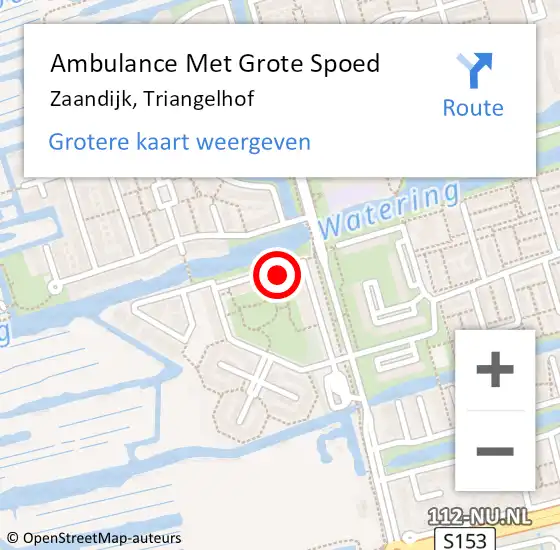 Locatie op kaart van de 112 melding: Ambulance Met Grote Spoed Naar Zaandijk, Triangelhof op 4 april 2024 19:06