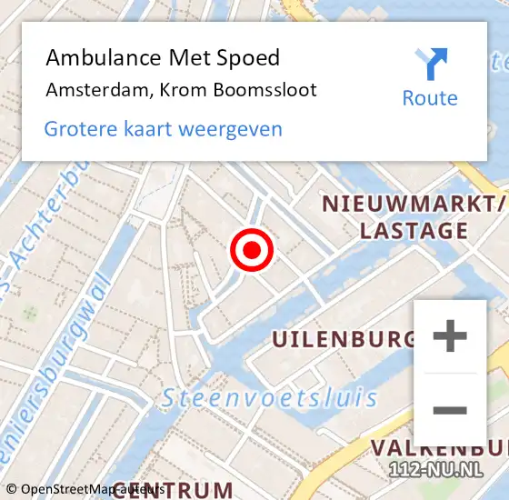 Locatie op kaart van de 112 melding: Ambulance Met Spoed Naar Amsterdam, Krom Boomssloot op 4 april 2024 19:11