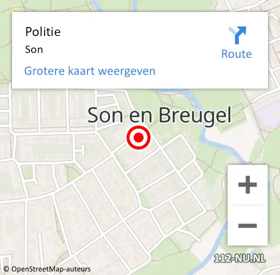 Locatie op kaart van de 112 melding: Politie Son op 4 april 2024 19:13