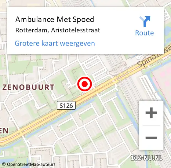 Locatie op kaart van de 112 melding: Ambulance Met Spoed Naar Rotterdam, Aristotelesstraat op 4 april 2024 19:25