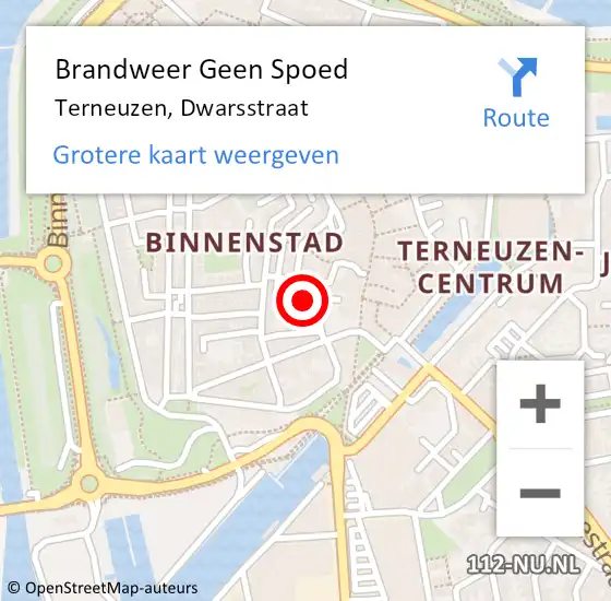 Locatie op kaart van de 112 melding: Brandweer Geen Spoed Naar Terneuzen, Dwarsstraat op 4 april 2024 19:41