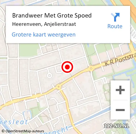 Locatie op kaart van de 112 melding: Brandweer Met Grote Spoed Naar Heerenveen, Anjelierstraat op 4 april 2024 19:44