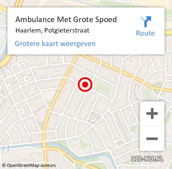 Locatie op kaart van de 112 melding: Ambulance Met Grote Spoed Naar Haarlem, Potgieterstraat op 4 april 2024 19:47