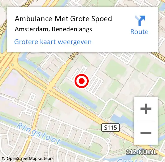 Locatie op kaart van de 112 melding: Ambulance Met Grote Spoed Naar Amsterdam, Bovenover op 4 april 2024 19:54