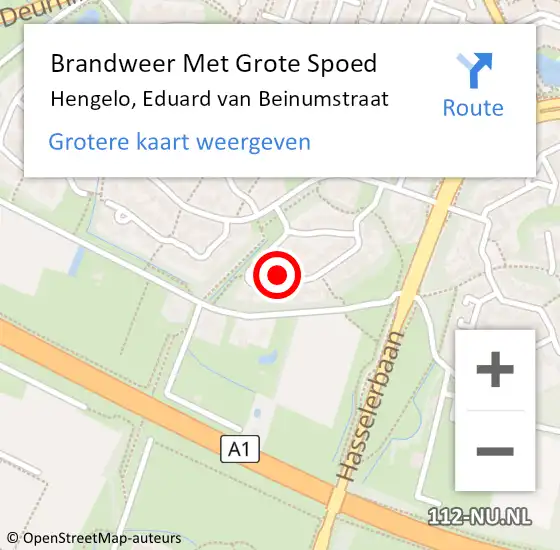 Locatie op kaart van de 112 melding: Brandweer Met Grote Spoed Naar Hengelo, Eduard van Beinumstraat op 4 april 2024 20:12