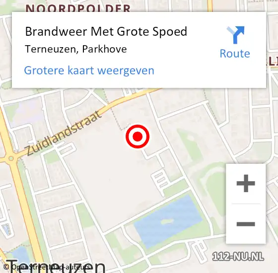 Locatie op kaart van de 112 melding: Brandweer Met Grote Spoed Naar Terneuzen, Parkhove op 4 april 2024 20:15