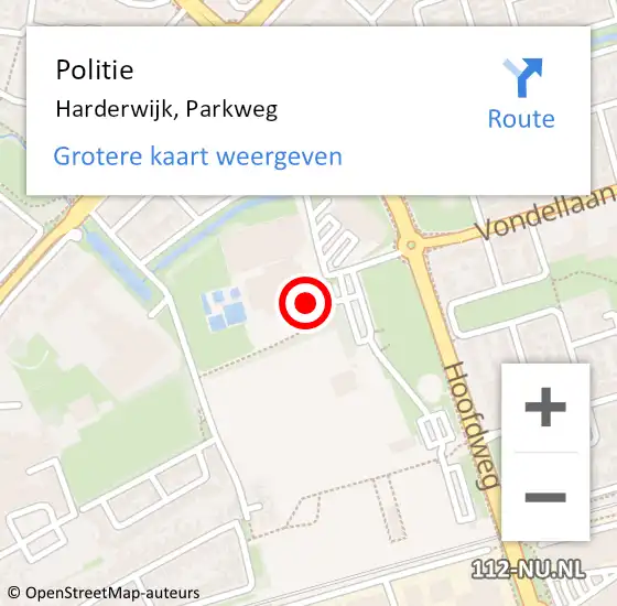 Locatie op kaart van de 112 melding: Politie Harderwijk, Parkweg op 4 april 2024 20:20