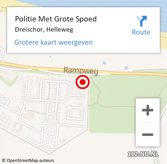Locatie op kaart van de 112 melding: Politie Met Grote Spoed Naar Dreischor, Helleweg op 4 april 2024 20:55