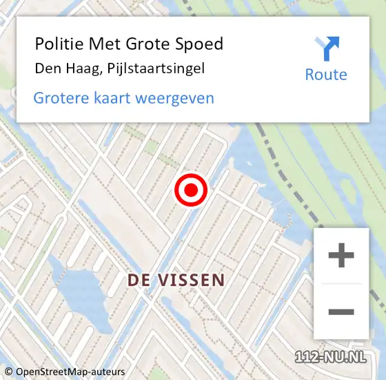 Locatie op kaart van de 112 melding: Politie Met Grote Spoed Naar Den Haag, Pijlstaartsingel op 4 april 2024 21:14