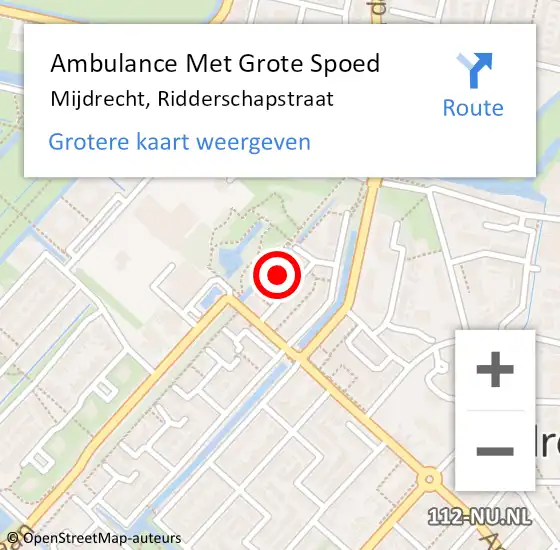 Locatie op kaart van de 112 melding: Ambulance Met Grote Spoed Naar Mijdrecht, Ridderschapstraat op 4 april 2024 21:19