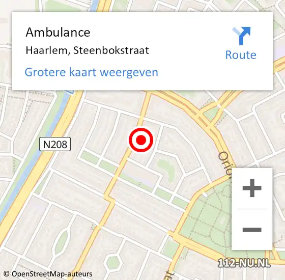 Locatie op kaart van de 112 melding: Ambulance Haarlem, Steenbokstraat op 4 april 2024 21:46