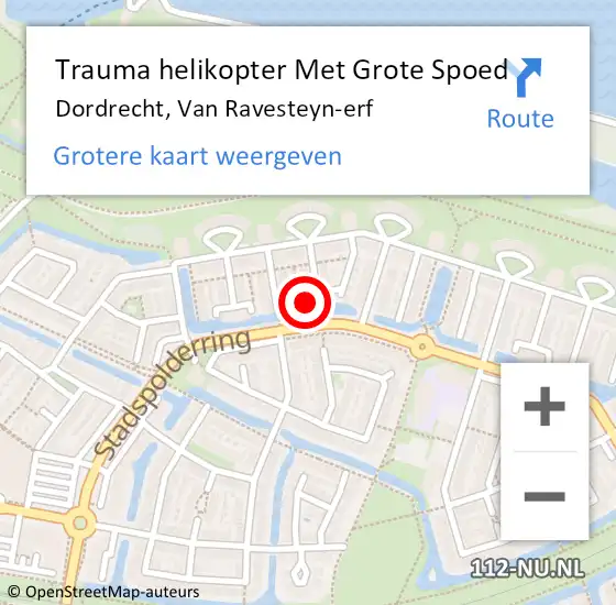 Locatie op kaart van de 112 melding: Trauma helikopter Met Grote Spoed Naar Dordrecht, Van Ravesteyn-erf op 4 april 2024 21:50