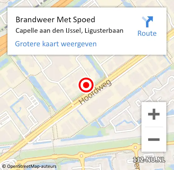 Locatie op kaart van de 112 melding: Brandweer Met Spoed Naar Capelle aan den IJssel, Ligusterbaan op 4 april 2024 22:01