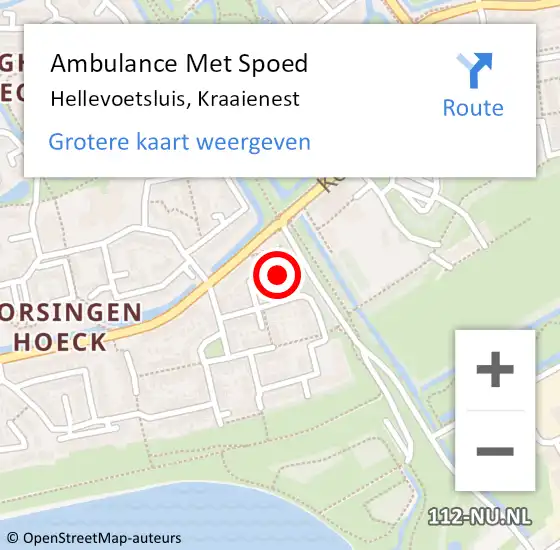 Locatie op kaart van de 112 melding: Ambulance Met Spoed Naar Hellevoetsluis, Kraaienest op 4 april 2024 22:23