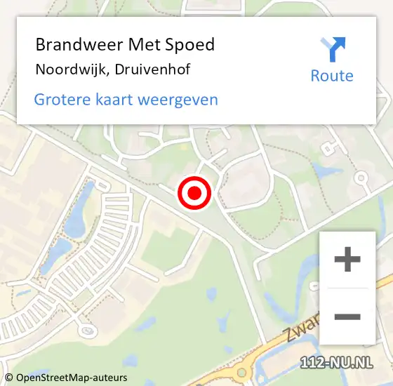 Locatie op kaart van de 112 melding: Brandweer Met Spoed Naar Noordwijk, Druivenhof op 4 april 2024 23:24