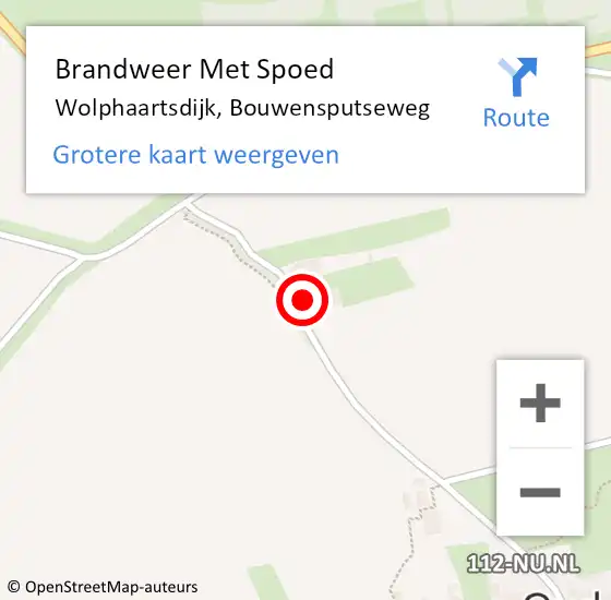 Locatie op kaart van de 112 melding: Brandweer Met Spoed Naar Wolphaartsdijk, Bouwensputseweg op 4 april 2024 23:42