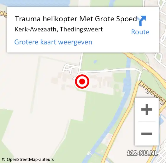 Locatie op kaart van de 112 melding: Trauma helikopter Met Grote Spoed Naar Kerk-Avezaath, Thedingsweert op 4 april 2024 23:47
