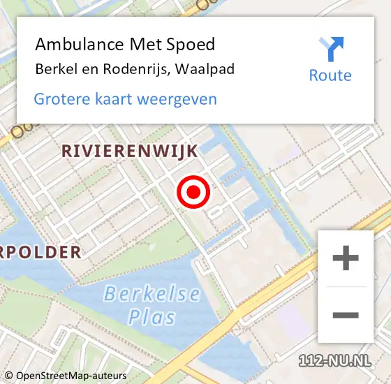 Locatie op kaart van de 112 melding: Ambulance Met Spoed Naar Berkel en Rodenrijs, Waalpad op 5 april 2024 02:26