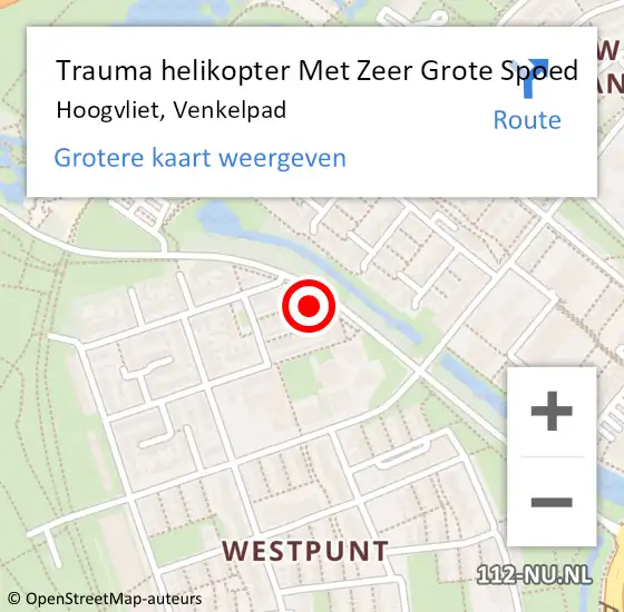 Locatie op kaart van de 112 melding: Trauma helikopter Met Zeer Grote Spoed Naar Hoogvliet, Venkelpad op 5 april 2024 02:33