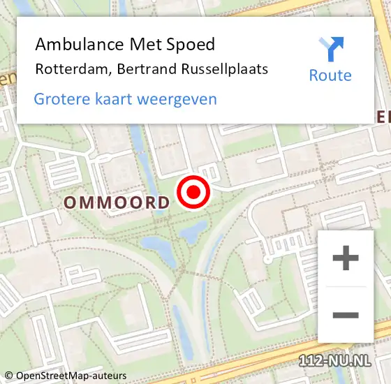 Locatie op kaart van de 112 melding: Ambulance Met Spoed Naar Rotterdam, Bertrand Russellplaats op 5 april 2024 03:44