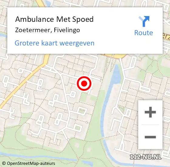 Locatie op kaart van de 112 melding: Ambulance Met Spoed Naar Zoetermeer, Fivelingo op 5 april 2024 04:45