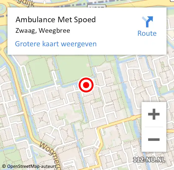 Locatie op kaart van de 112 melding: Ambulance Met Spoed Naar Zwaag, Weegbree op 5 april 2024 05:03