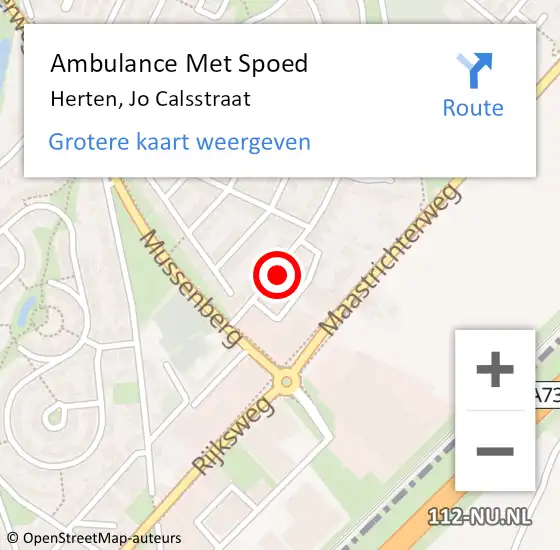 Locatie op kaart van de 112 melding: Ambulance Met Spoed Naar Herten, Jo Calsstraat op 5 april 2024 06:51