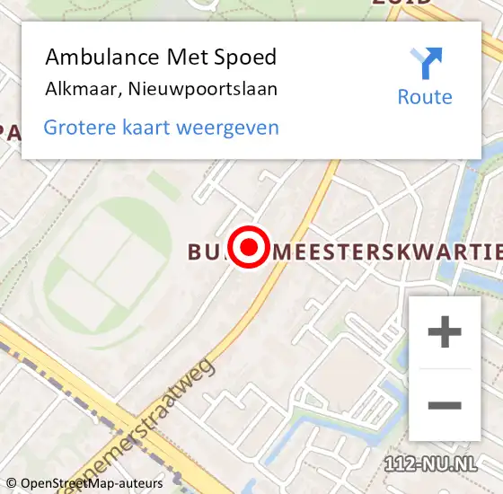 Locatie op kaart van de 112 melding: Ambulance Met Spoed Naar Alkmaar, Nieuwpoortslaan op 5 april 2024 07:05