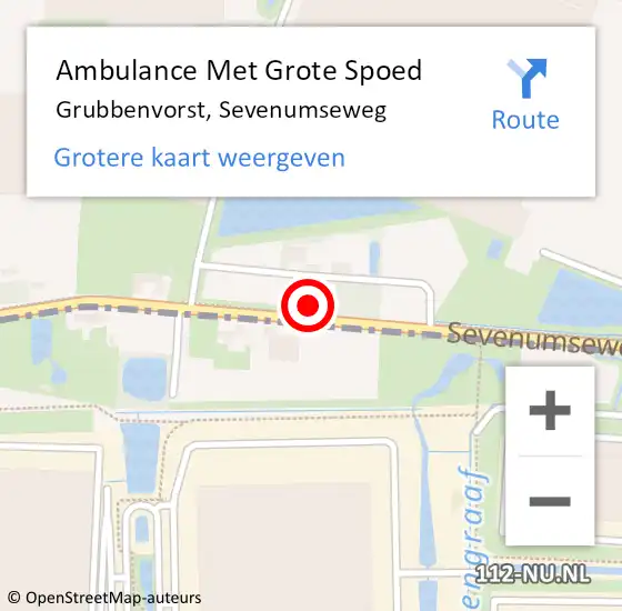 Locatie op kaart van de 112 melding: Ambulance Met Grote Spoed Naar Grubbenvorst, Sevenumseweg op 1 oktober 2014 12:40