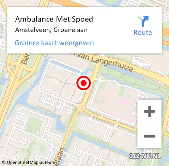Locatie op kaart van de 112 melding: Ambulance Met Spoed Naar Amstelveen, Groenelaan op 5 april 2024 07:59