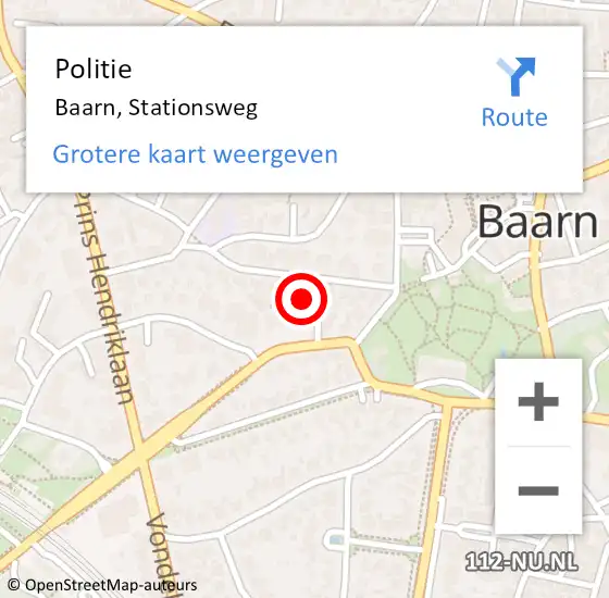 Locatie op kaart van de 112 melding: Politie Baarn, Stationsweg op 5 april 2024 08:23