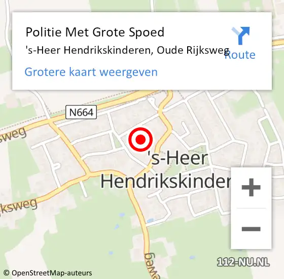Locatie op kaart van de 112 melding: Politie Met Grote Spoed Naar 's-Heer Hendrikskinderen, Oude Rijksweg op 5 april 2024 08:30