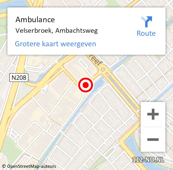 Locatie op kaart van de 112 melding: Ambulance Velserbroek, Ambachtsweg op 5 april 2024 09:39